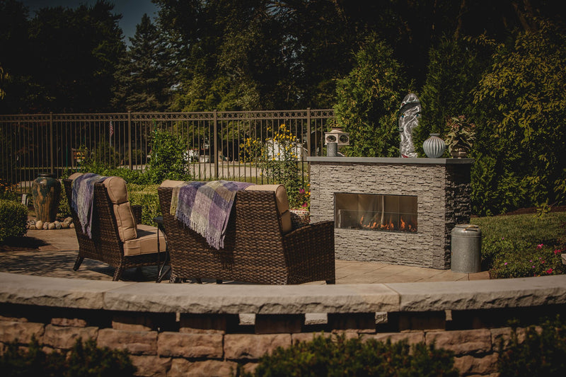 Firegear 48" Kalea Bay Linear Outdoor Fireplace with LED Lights - OFP-48LECO-LED - Detail View