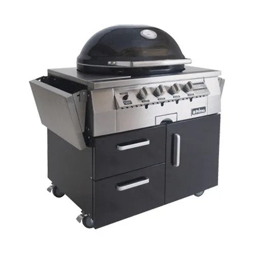 Primo PGGXLC Oval XL Mobile Gas Grill w/ (4) Burners - Ceramic Shell, Liquid Propane (PRMG420C) - Fireplace Choice