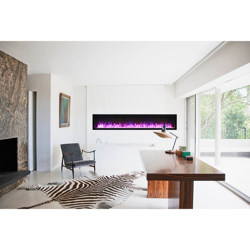 Remii 100″ WM-B Series Electric Fireplace with Glass and Black Steel Surround - WM-100 - Fireplace Choice